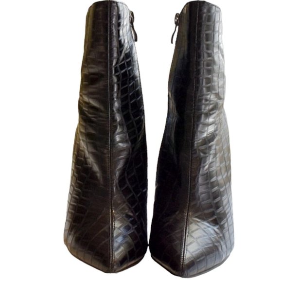 Nasty Gal Faux Black Patent Leather Croc  Ankle Boots - Picture 5 of 13